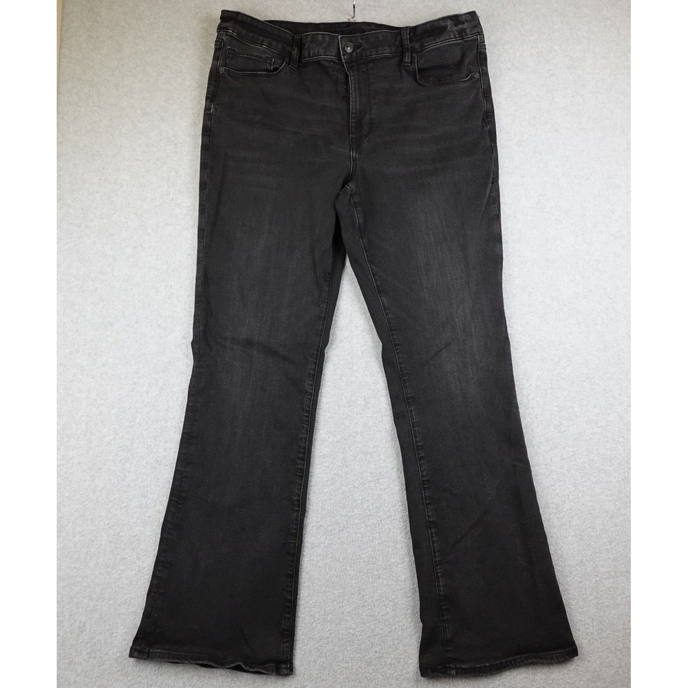 American Eagle Outfitters Womens Jeans Black Flare Bootcut Size 18 Long Distress